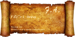 Füri Anna névjegykártya